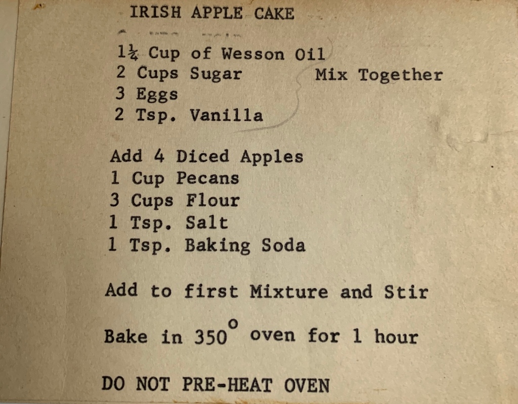 Old Irish Apple Cake Recipe