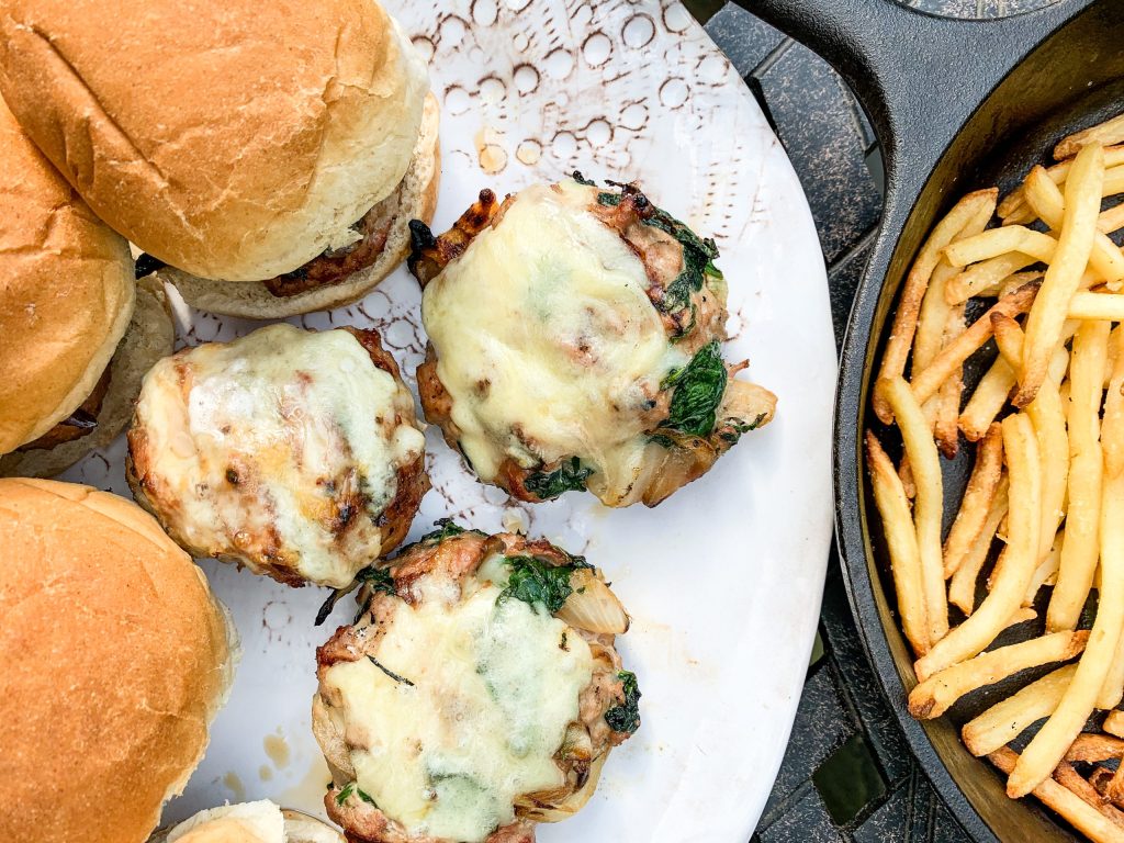 Grilled Turkey Burgers with Spinach and Onions {+ Kids Version}